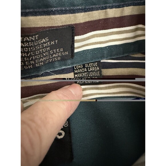 VTG Loafers Reed & James Striped Button Up Shirt Blue Green Red Long Sleeve XL - Picture 7 of 7